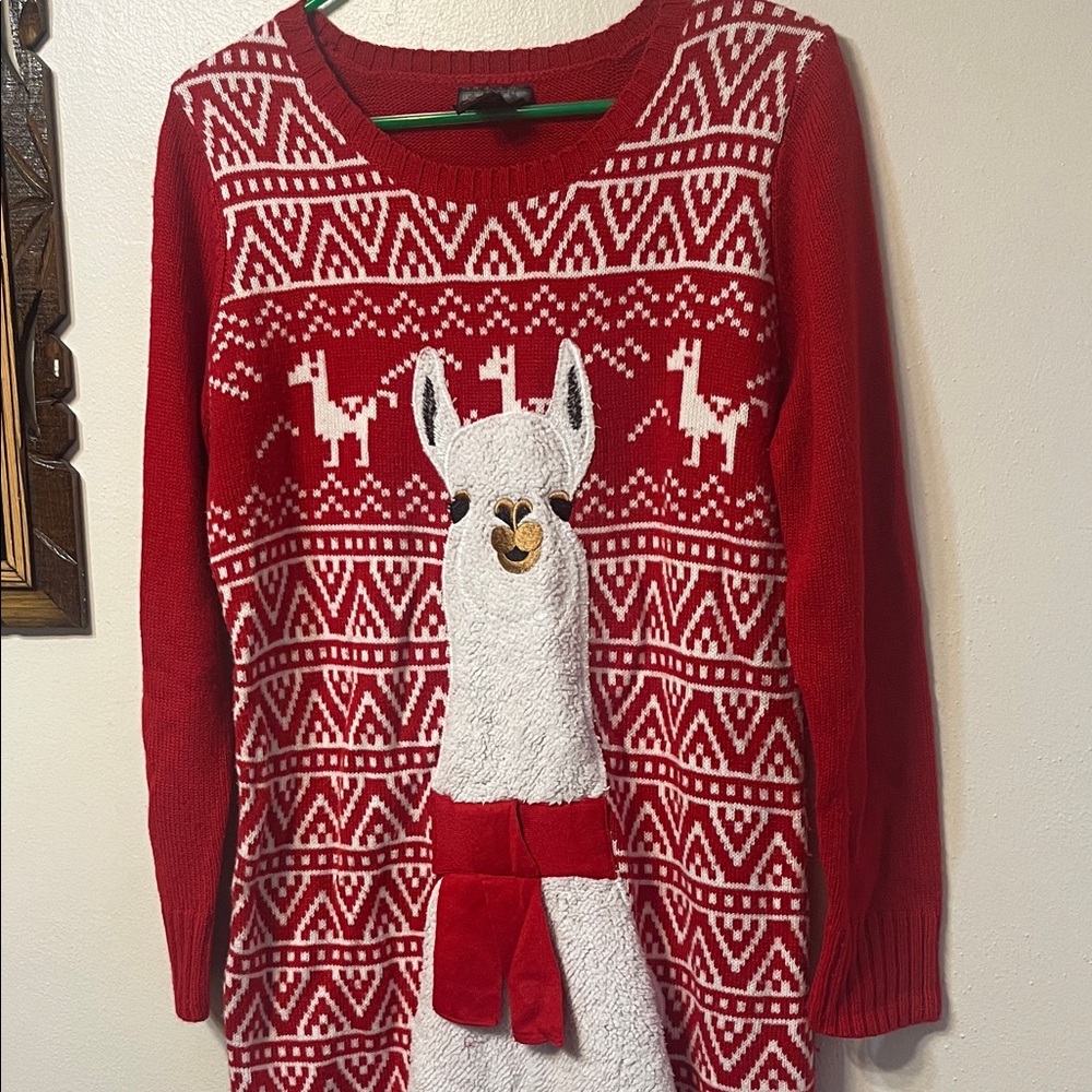 Christmas Always Red Llama Pattern Sweater